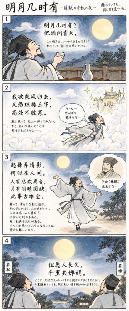『明月几时有』の情景を漫画にしてみた
